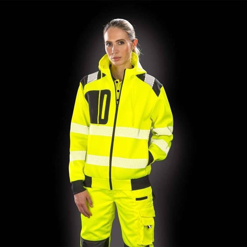 Odblaskowa bluza robocza z kapturem, oddychający materiał pochodzący z recyklingu