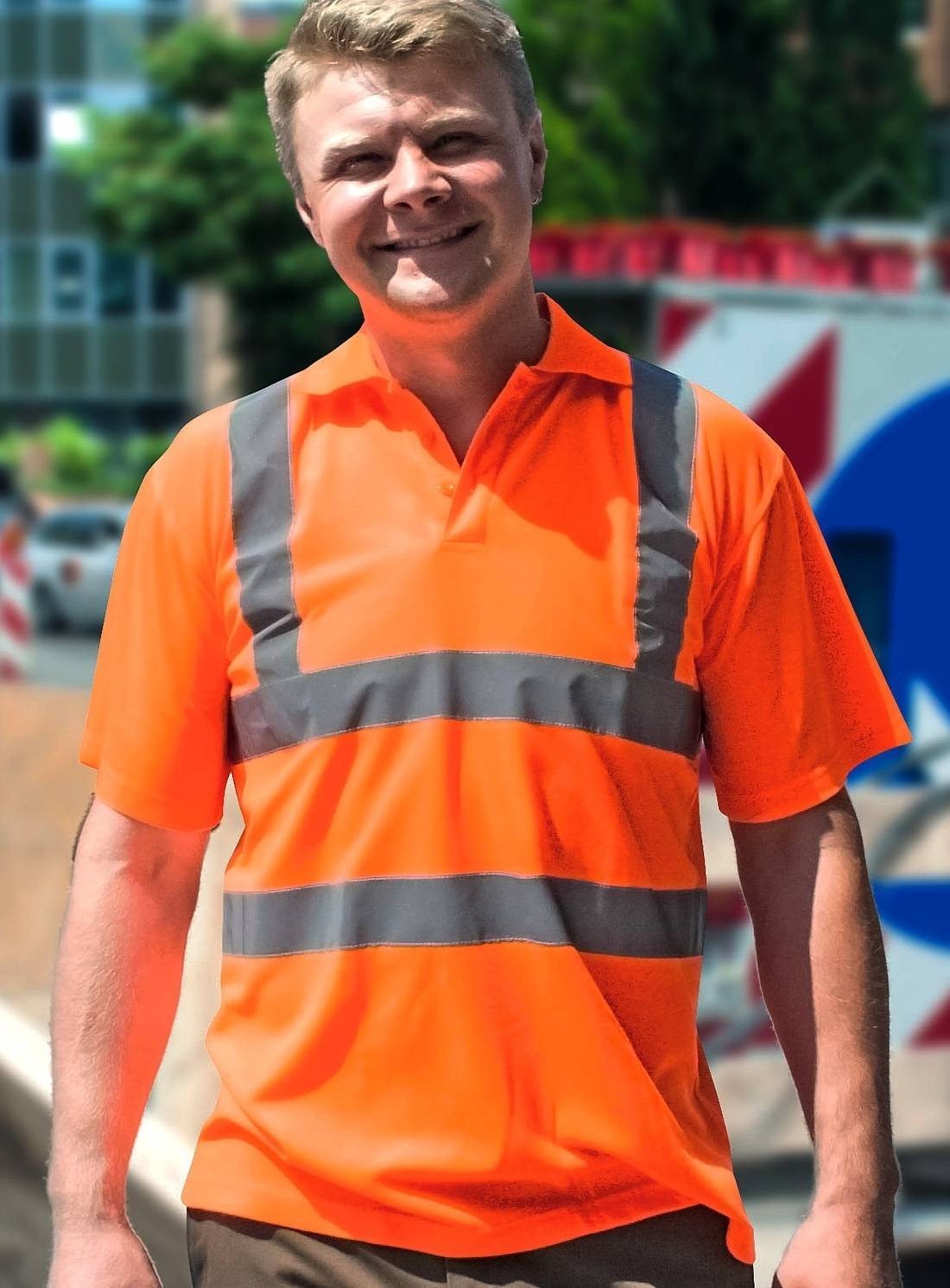 Odblaskowa koszulka polo z oddychającego materiału