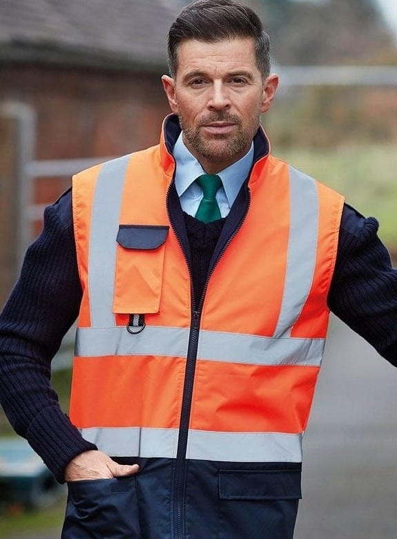 Odblaskowy bezrękawnik roboczy Yoko z kieszeniami klapowymi