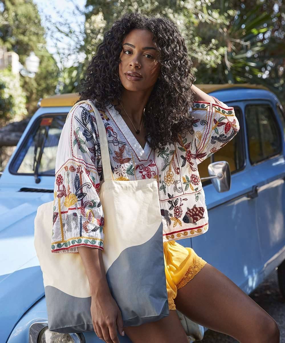 Organic Cotton Wave Print Maxi Bag