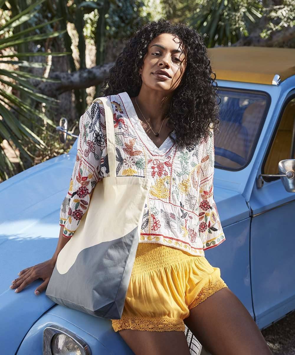 Organic Cotton Wave Print Maxi Bag