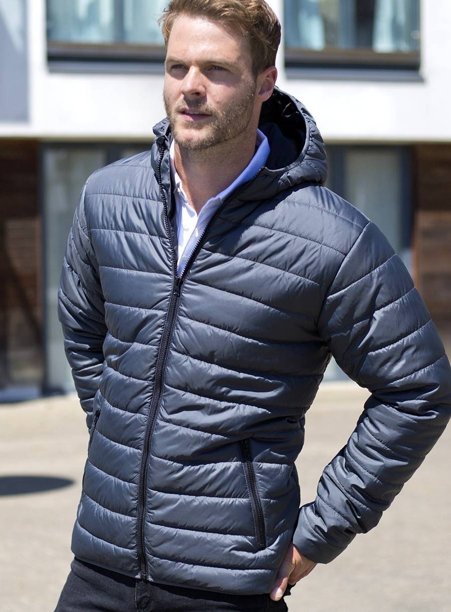 Pikowana kurtka męska Result z kapturem i kontrastowymi zamkami