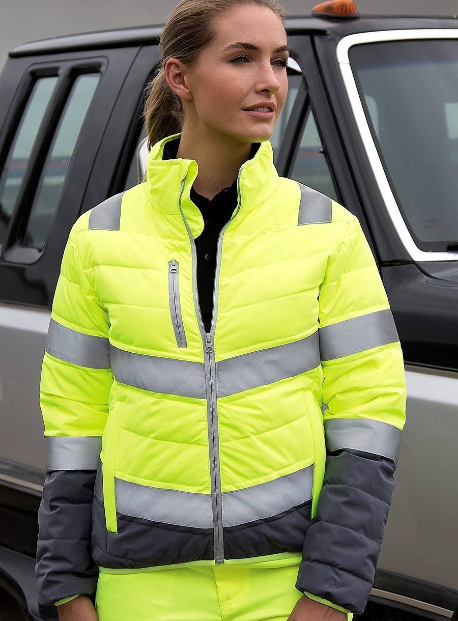 Pikowana kurtka robocza damska z odblaskowymi pasami