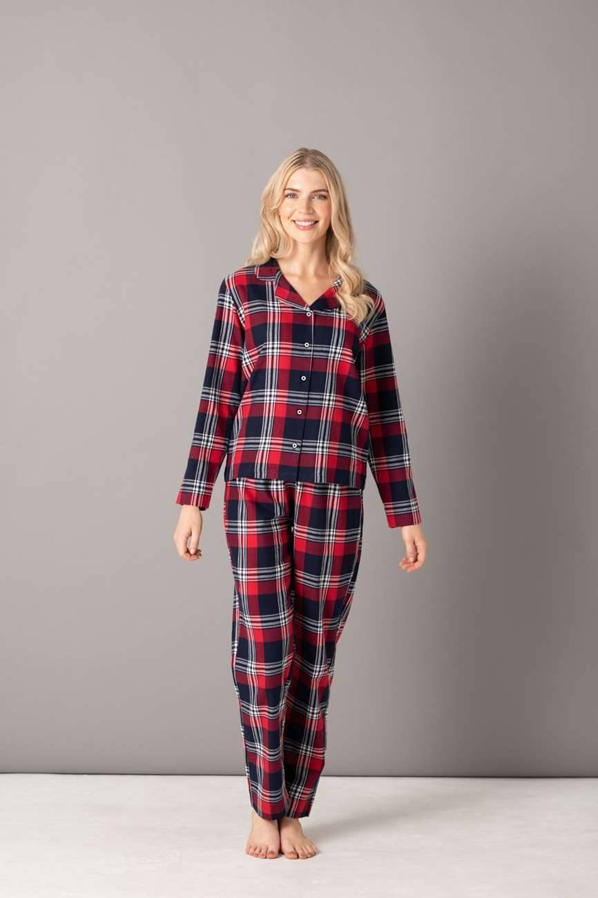 Piżama damska w dekoracyjnym flanelowym wzorze