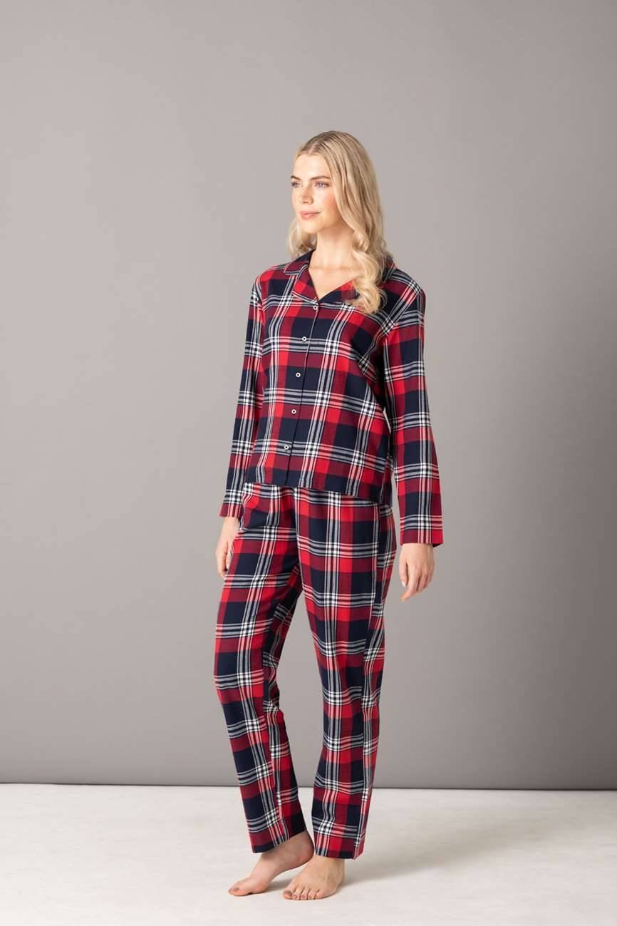 Piżama damska w dekoracyjnym flanelowym wzorze