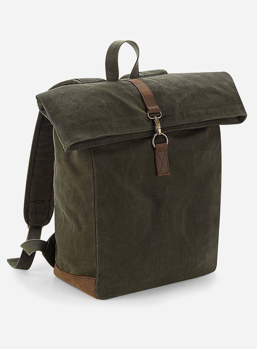 Plecak z komorą na laptopa i tablet ze skórzanymi detalami