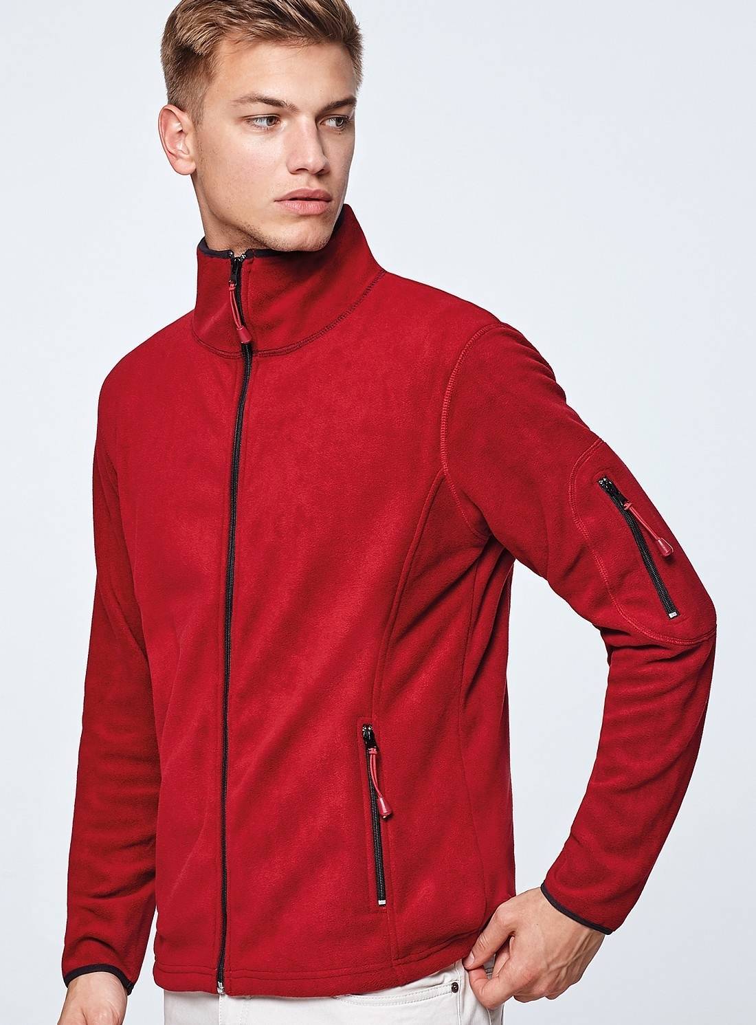 Polar męski z kieszenią na rękawie i ozdobnymi szwami