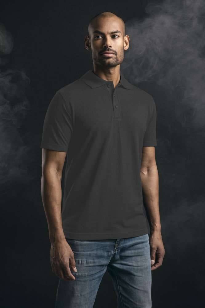 Polo męskie z krótkimi rękawkami z materiału o splocie piqué z dodatkiem elastanu