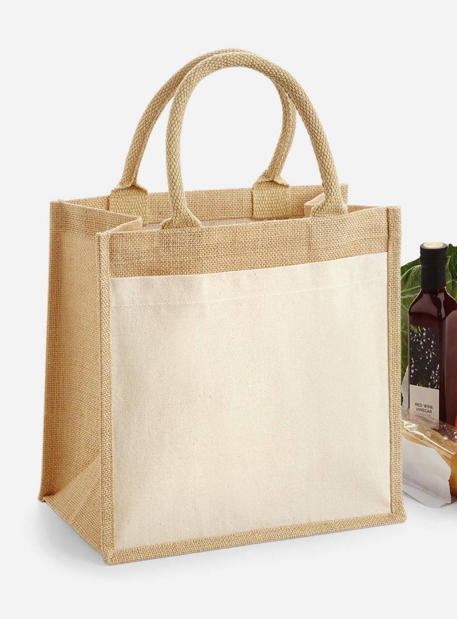 Praktyczna torba z juty z boczną kieszenią