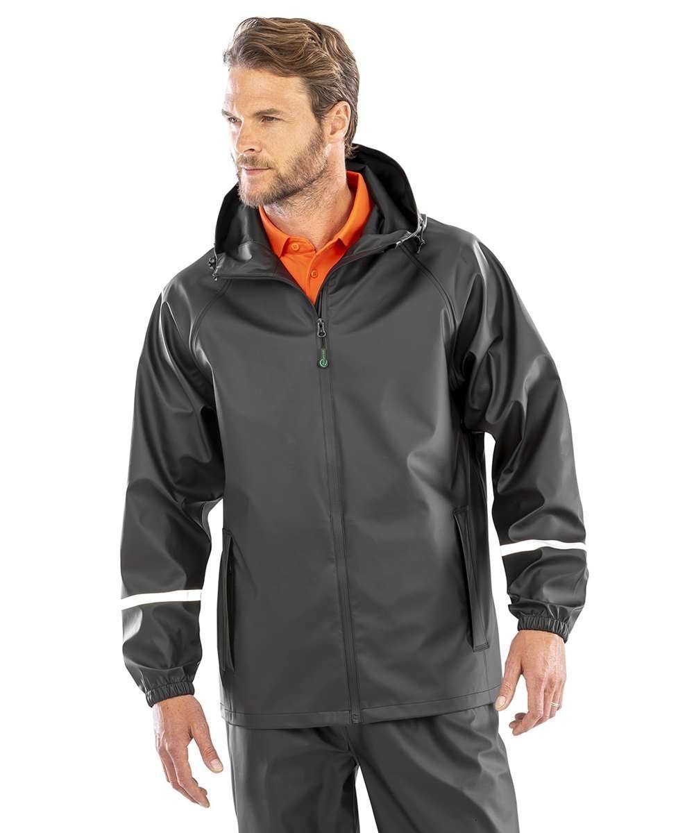 Prism PU Waterproof Jacket with Reflective Bands & Recycled Backing