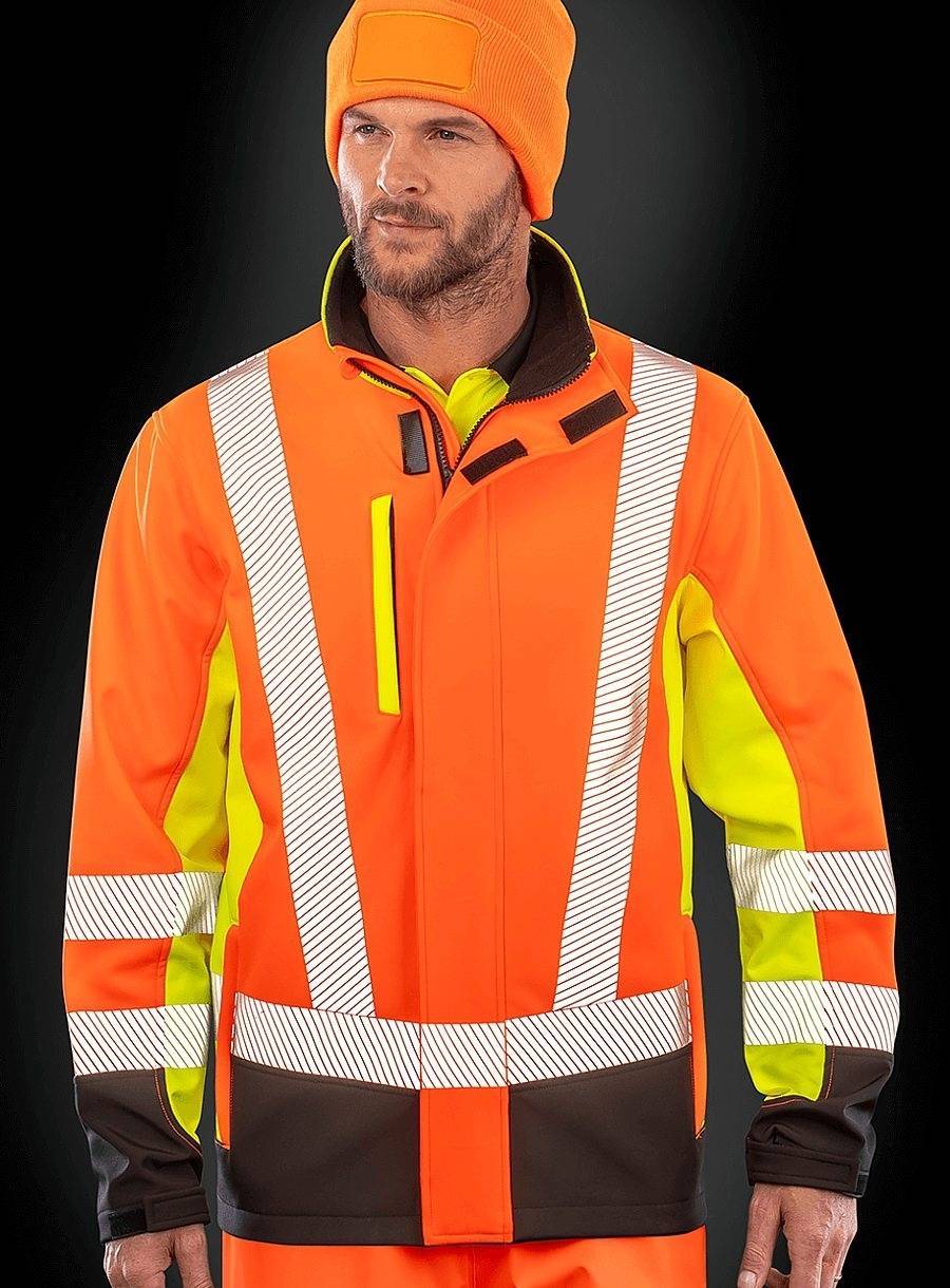 Recycled 3-Layer Printable 3-Tone Safety Softshell Jacket