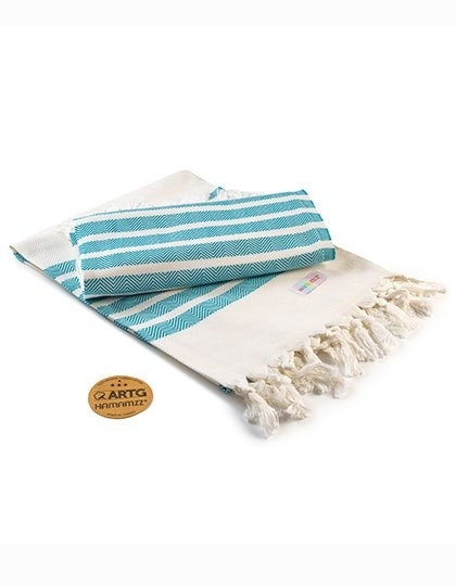 Ręcznik z frędzlami i kolorowymi pasami z bawełny