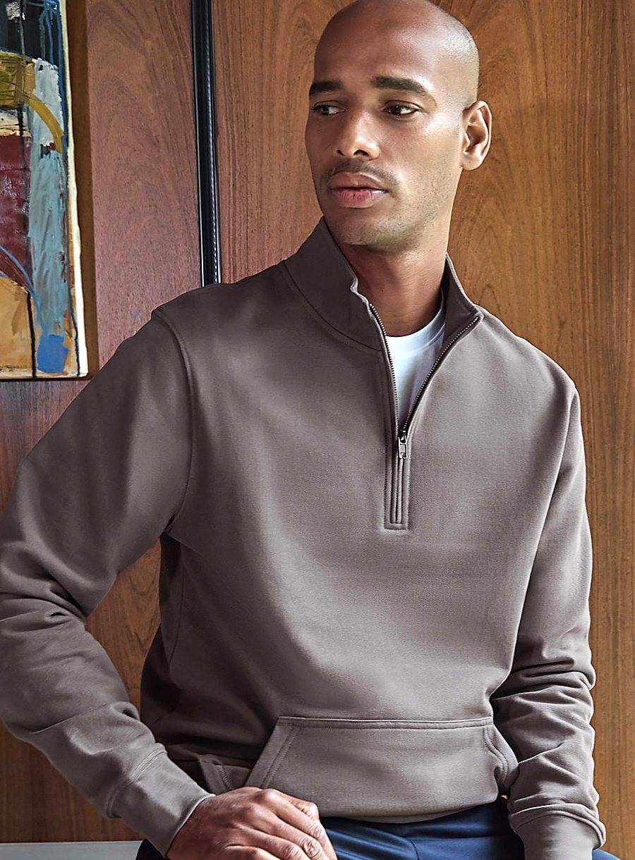 Regular Fit 1/4 Zip Pique Sweatshirt