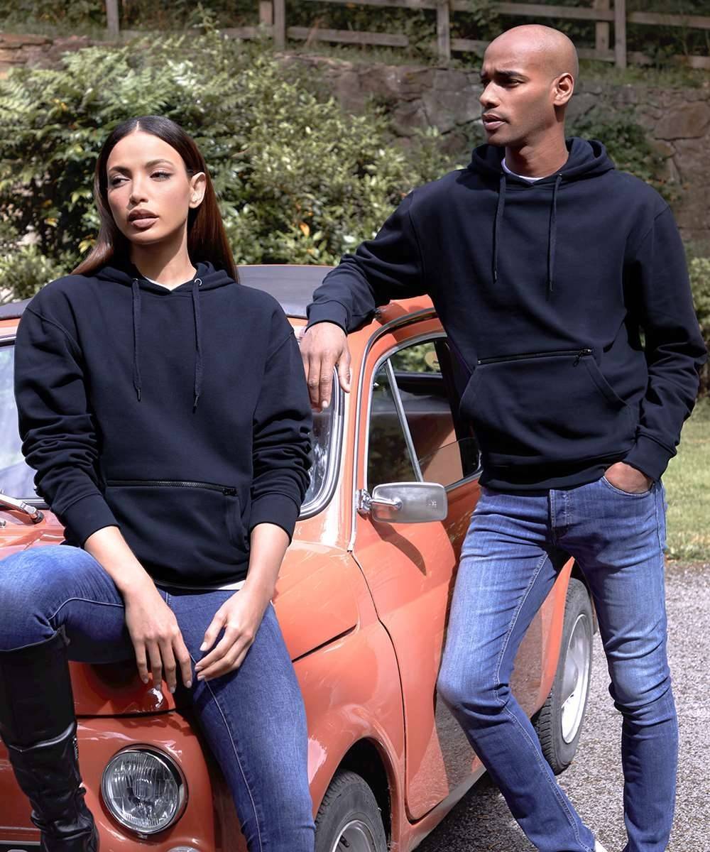 Regular Fit Pique Hoodie with Zipped Pocket