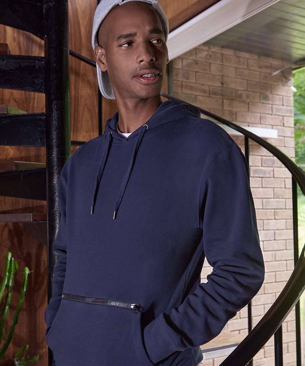 Regular Fit Pique Hoodie with Zipped Pocket