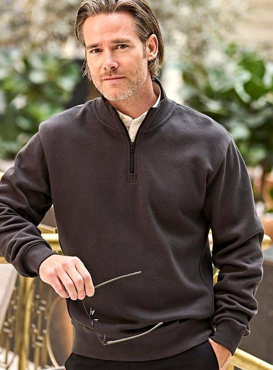 Ribbed Interlock Half Zip