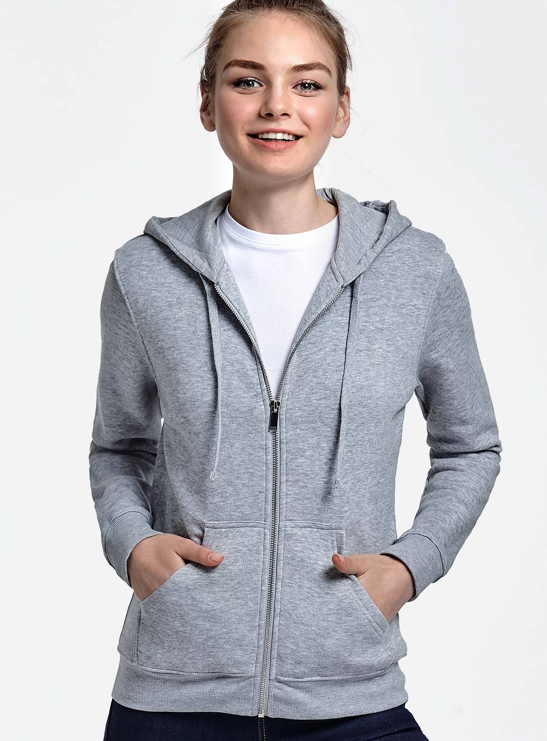 Rozpinana bluza damska Roly z kapturem o taliowanym fasonie