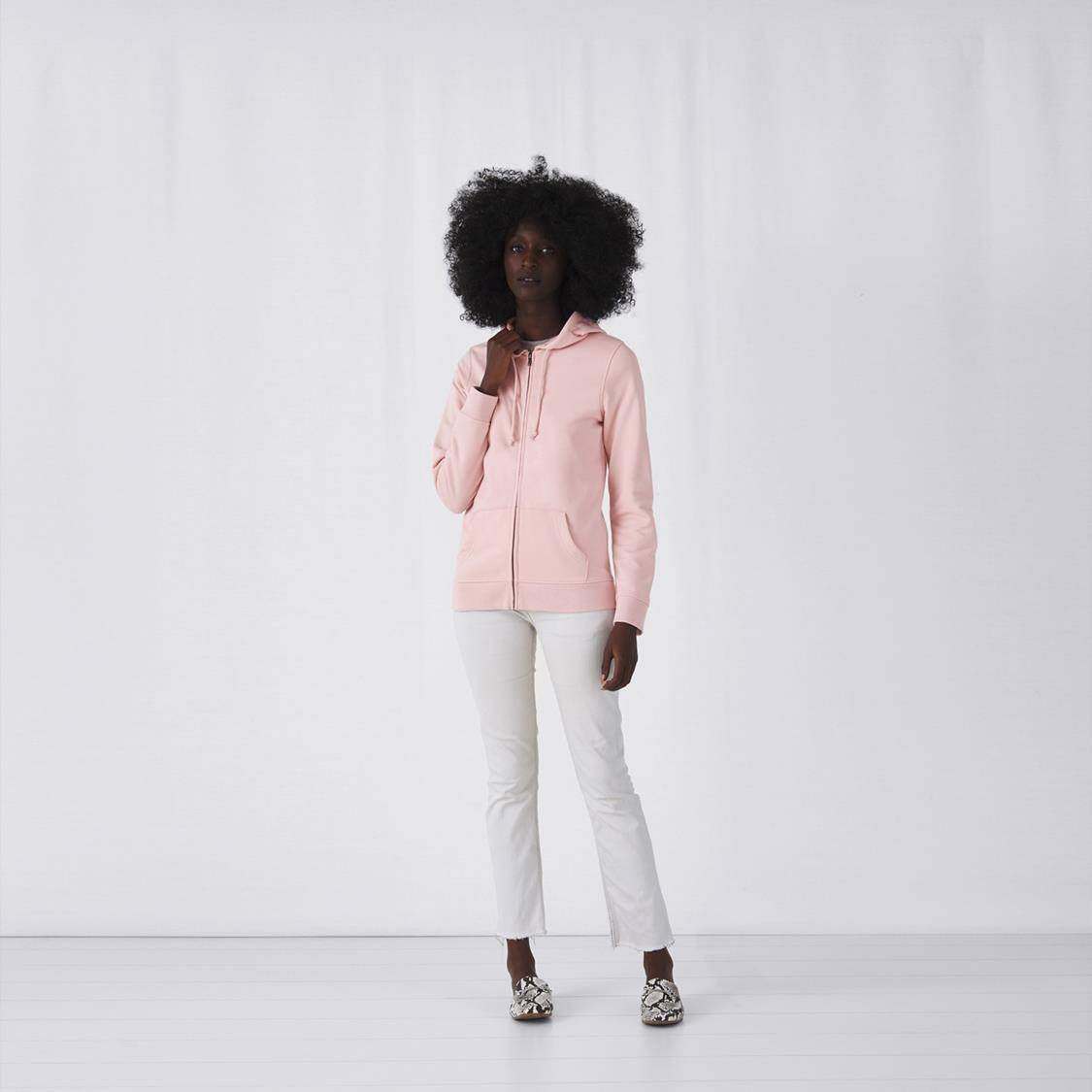 Rozpinana bluza damska z bawełny organicznej B&C o gładkiej strukturze materiału