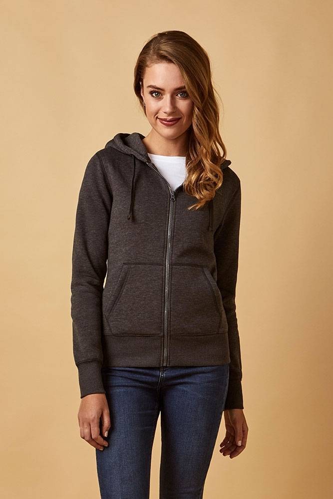 Rozpinana bluza damska z kapturem i elastycznymi ściągaczami