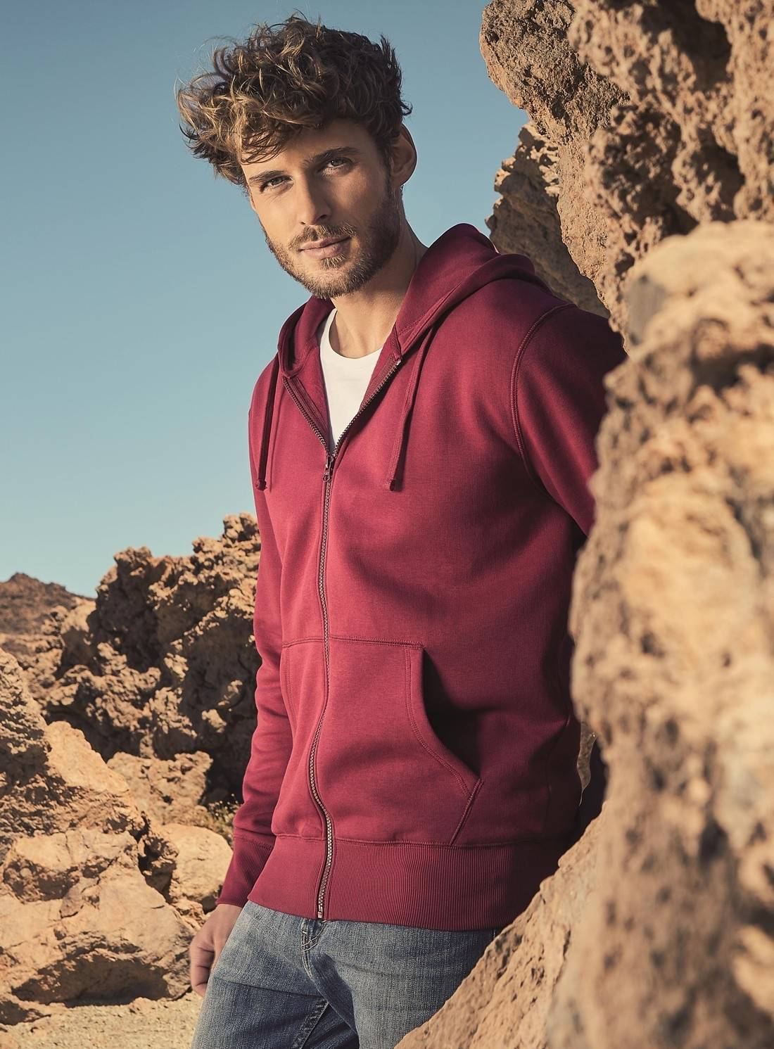 Rozpinana bluza męska z kapturem z płaskimi szwami