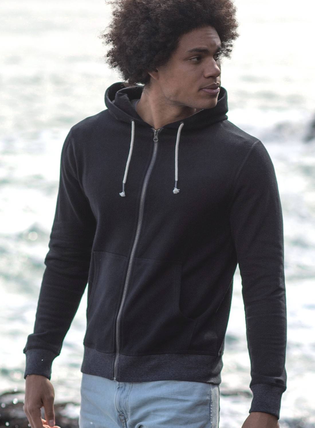 Rozpinana bluza męska z kontrastowym dołem i rękawkami