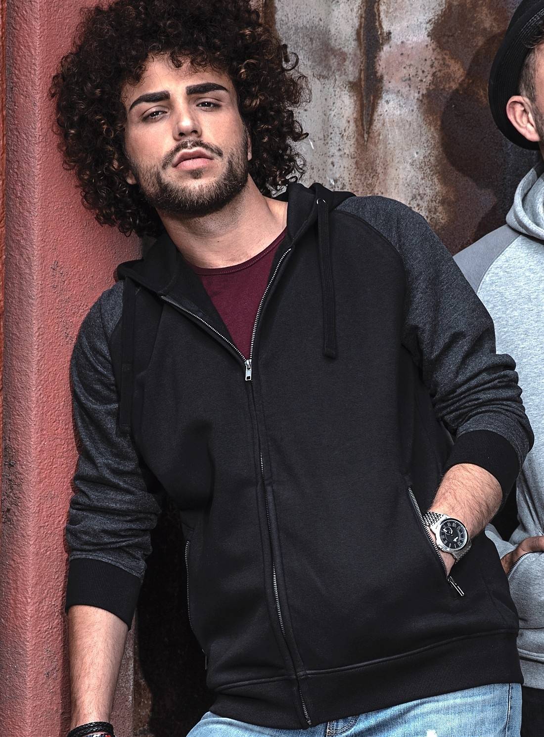 Rozpinana bluza z kapturem Kangurek – model męski