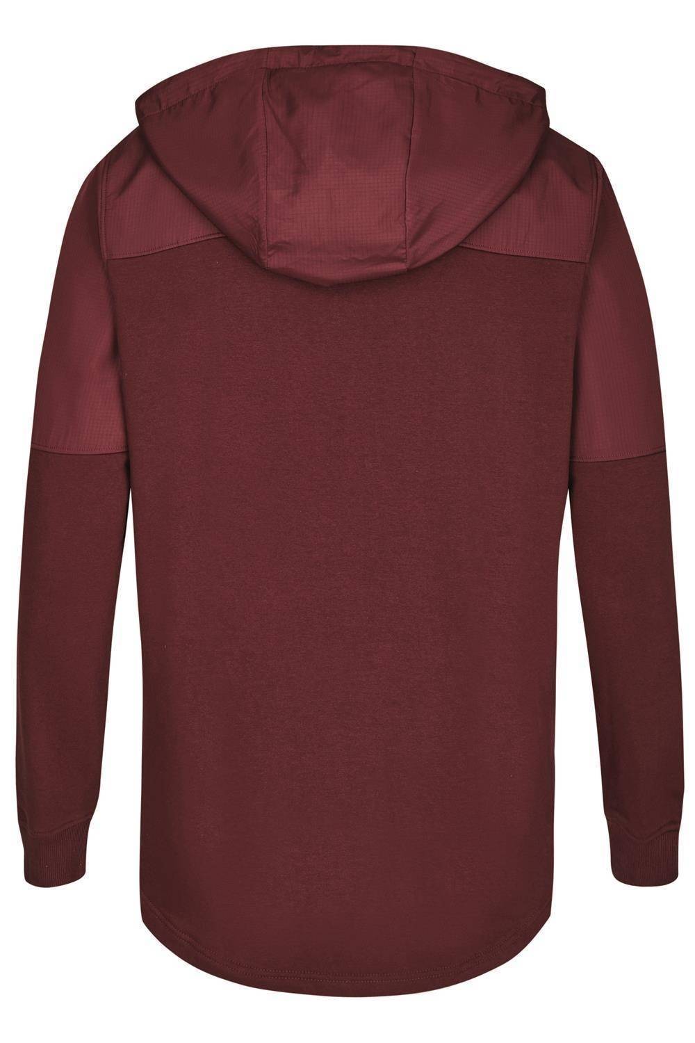 Rozpinana bluza z kapturem uszyta z kontrastowych materiałów