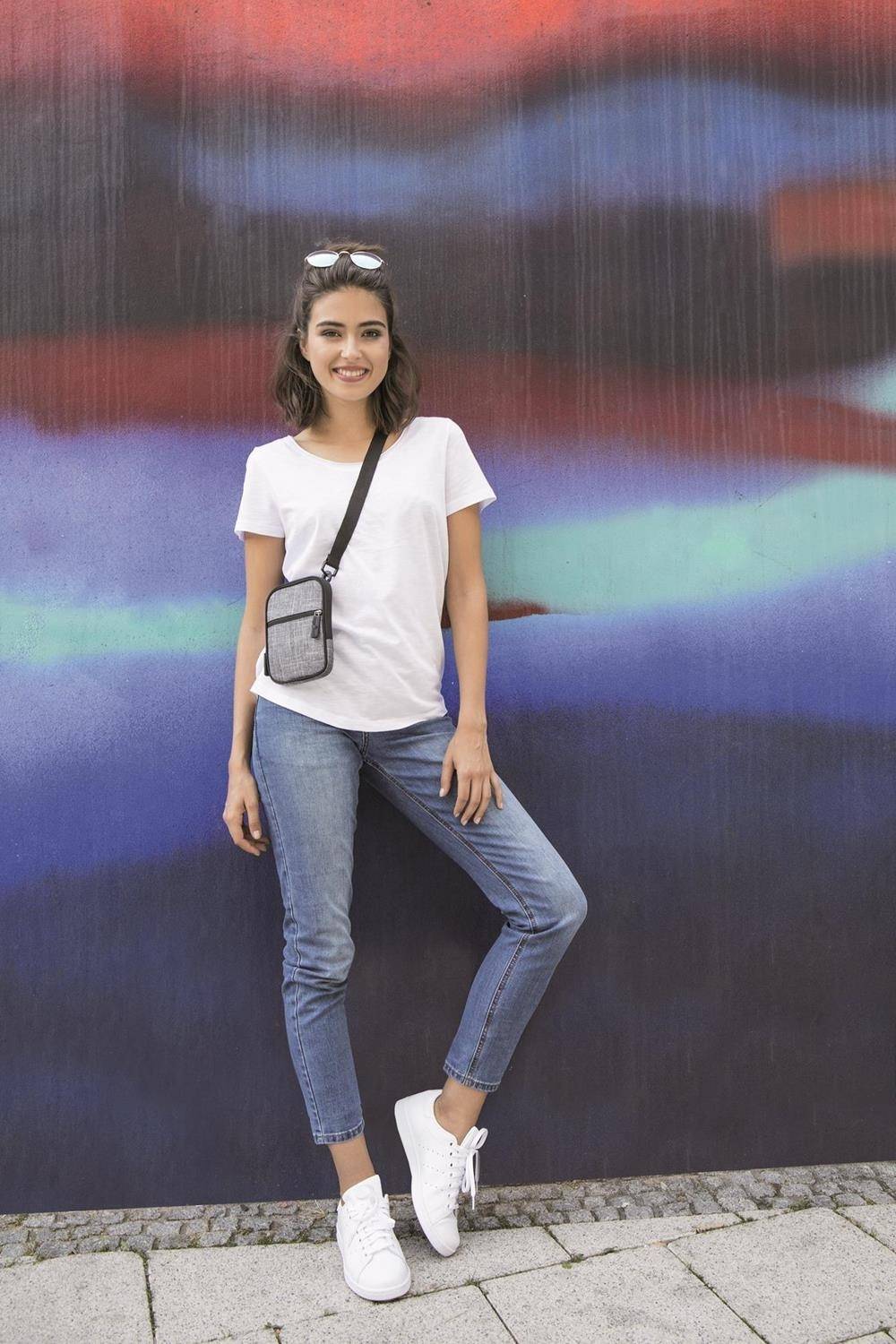 Saszetka na ramię w kolorze szarego melanżu