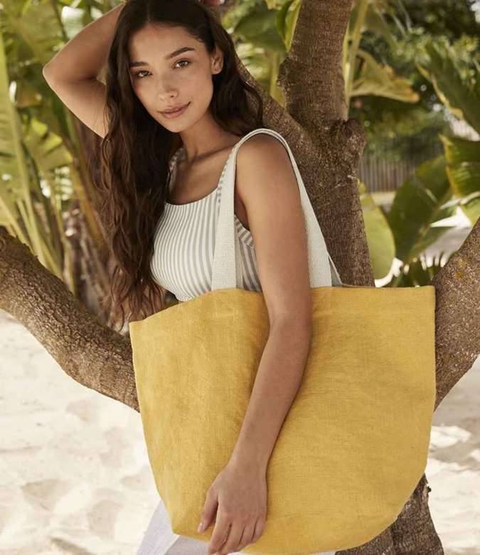 Soft Washed Jute Beach Bag