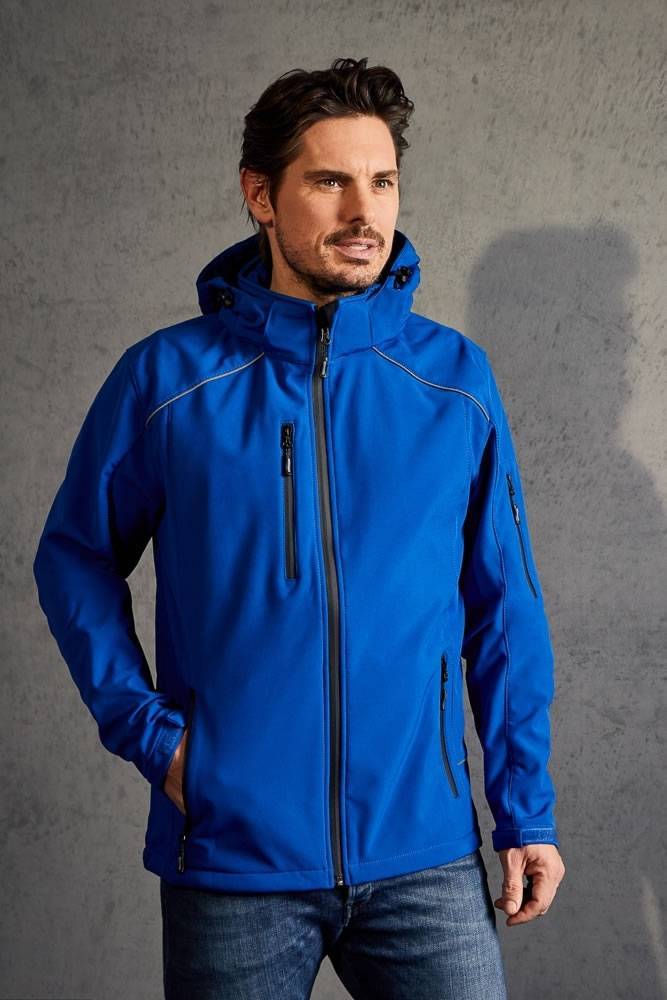 Softshell męski z odblaskowymi detalami i odpinanym kapturem