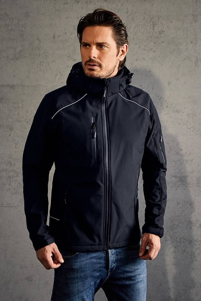 Softshell męski z odblaskowymi detalami i odpinanym kapturem