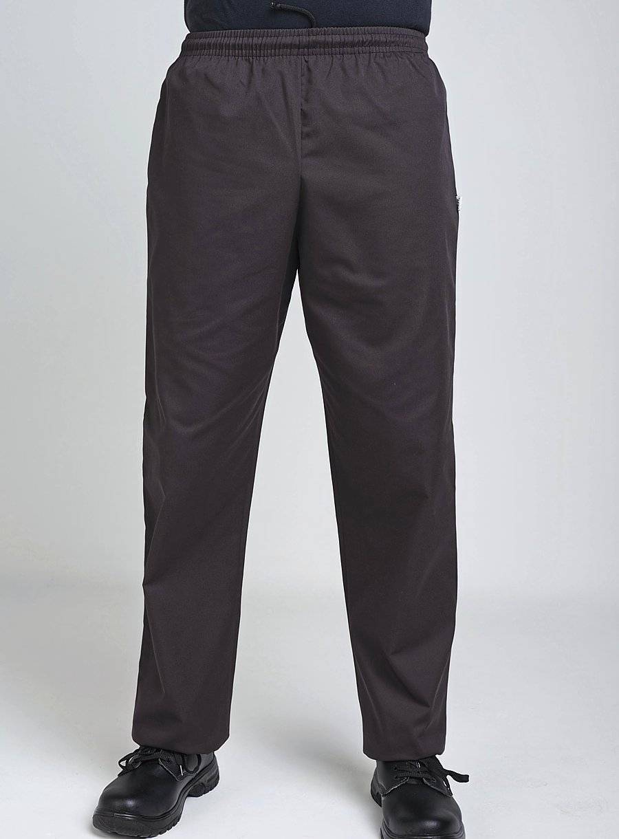 Spodnie kucharskie o wygodnym kroju, uszyte z wytrzymałego materiału