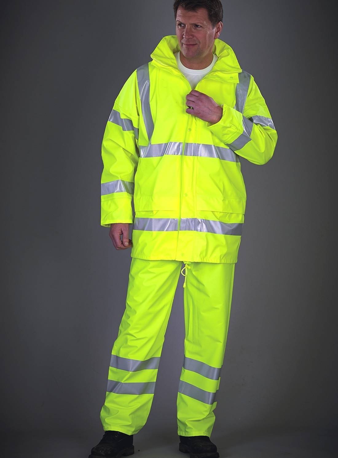 Spodnie robocze z oddychającego materiału z odblaskowymi pasami