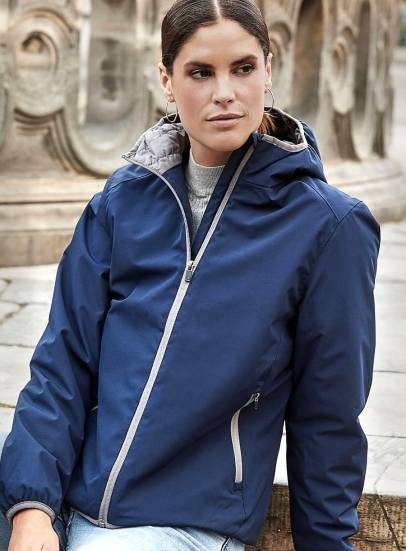 Sportowa kurtka damska Tee Jays z kapturem i kontrastowymi zamkami