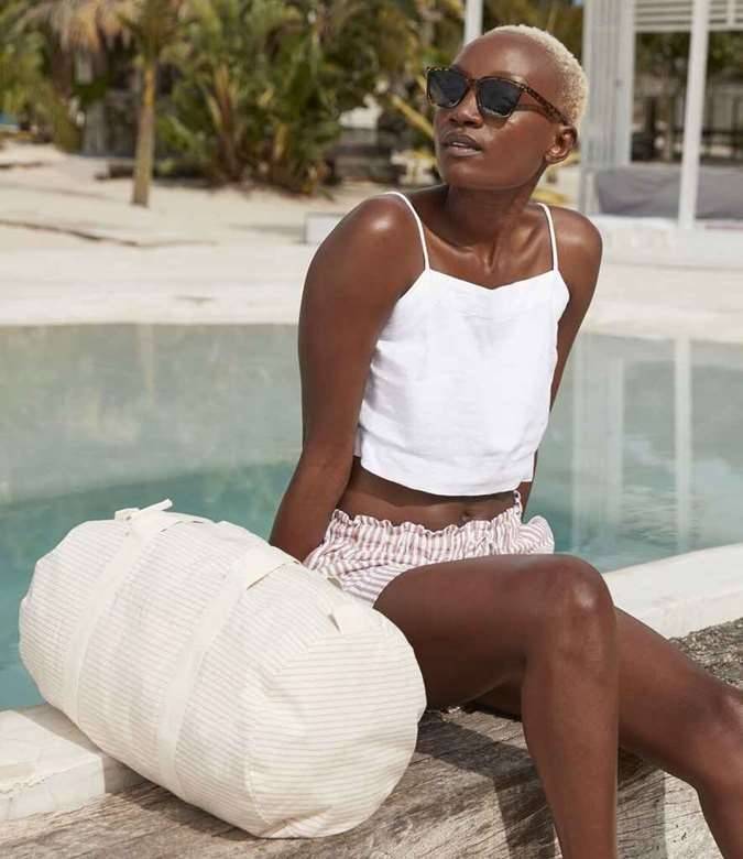 Striped Organic Cotton Barrel Bag