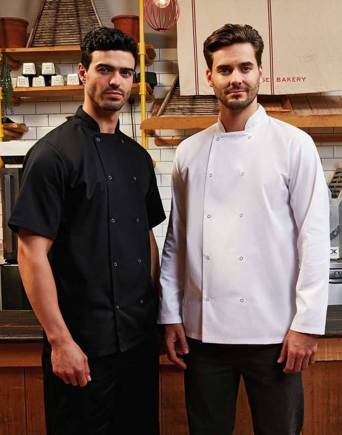 Studded Front Short Sleeve Chef´s Jacket