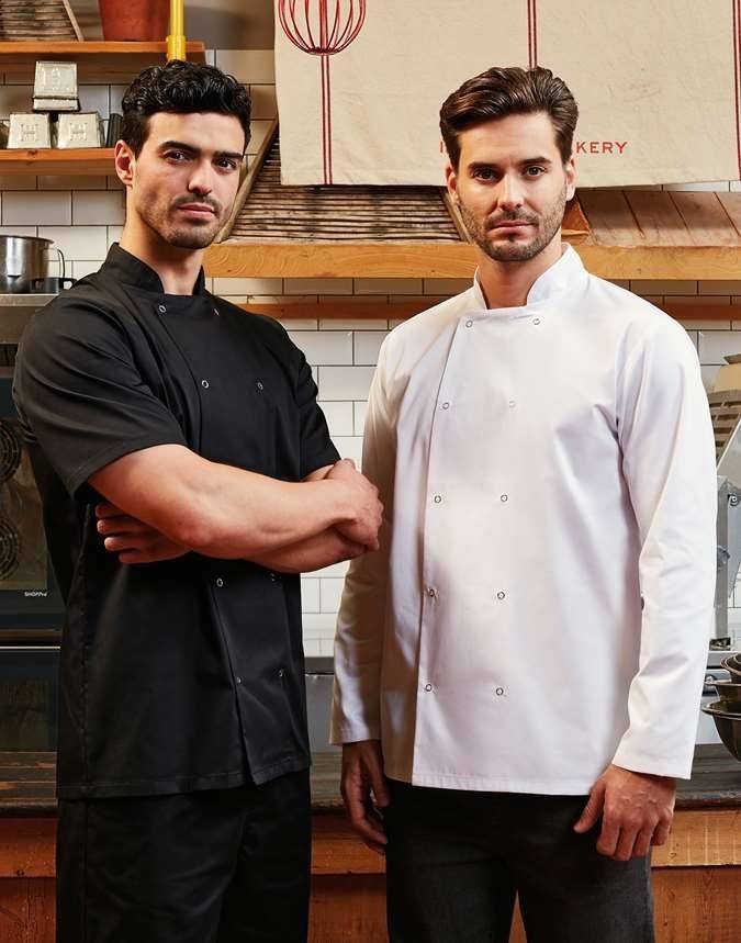 Studded Front Short Sleeve Chef´s Jacket