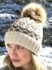 Stylowa czapka zimowa z pomponem imitującym futerko