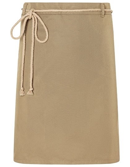 Stylowa zapaska kelnerska z upięciem wykonanym ze sznurka