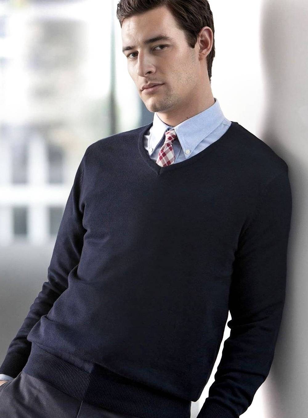 Sweter męski Henbury z dekoltem typu V-neck