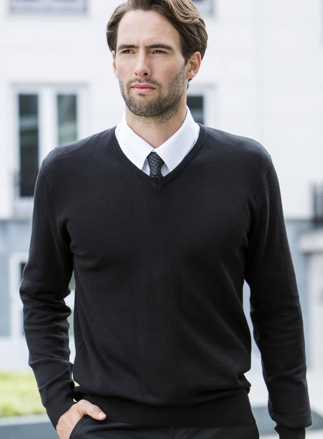 Sweter męski Henbury z dekoltem typu V-neck