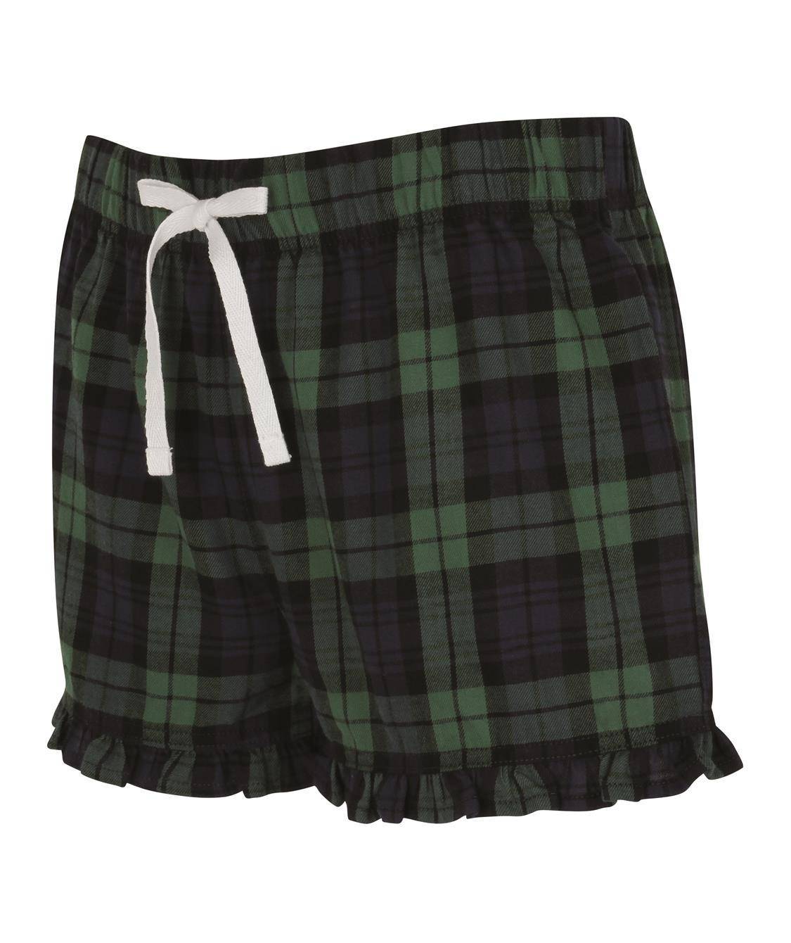 Szorty damskie w szkocką kratę z kontrastowymi ściągaczami