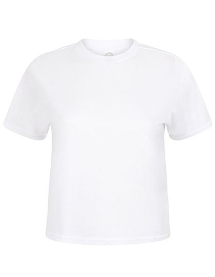 T-shirt damski o krótkim i swobodnym kroju