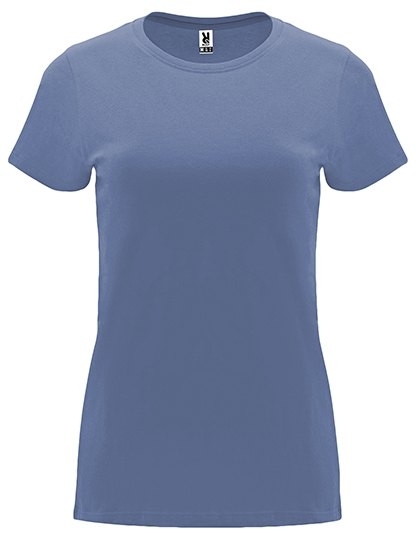 T-shirt damski o zwężanym kroju z odrywaną metką