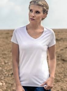 T-shirt damski V-neck o zwężonym fasonie