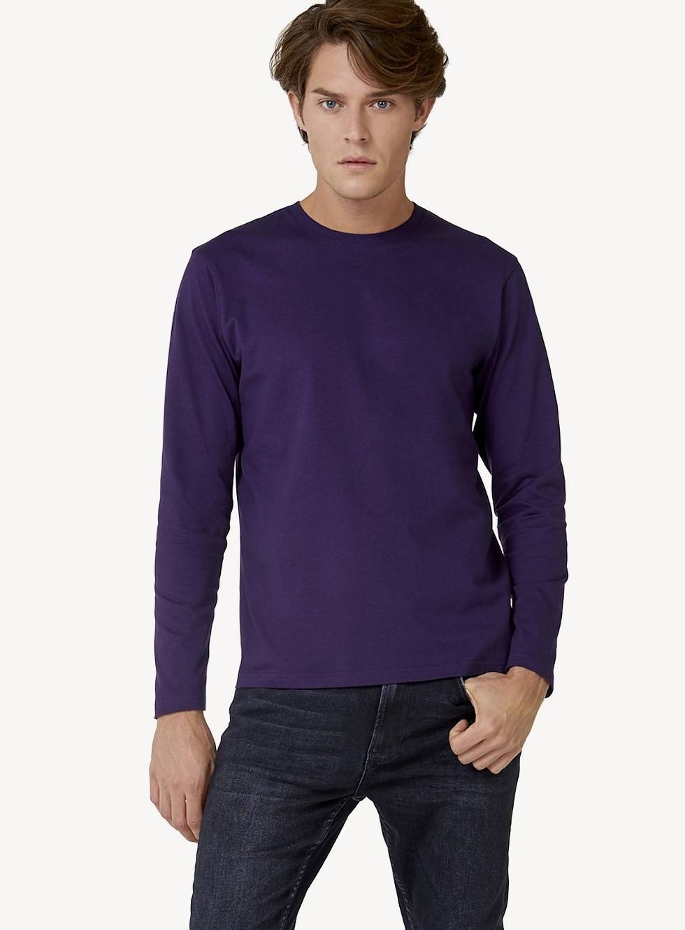 T-shirt z długimi rękawami z bawełny typu Ring-spun B&C