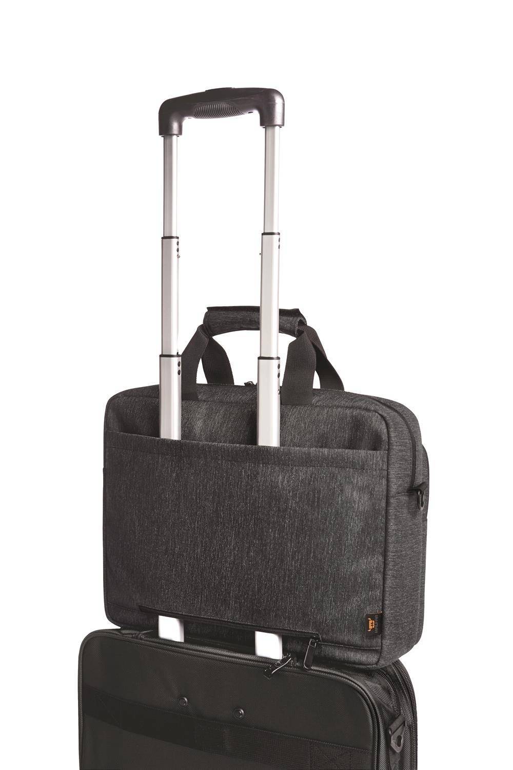 Torba biznesowa z kieszenią na laptopa i mocowaniem do uchwytu walizki