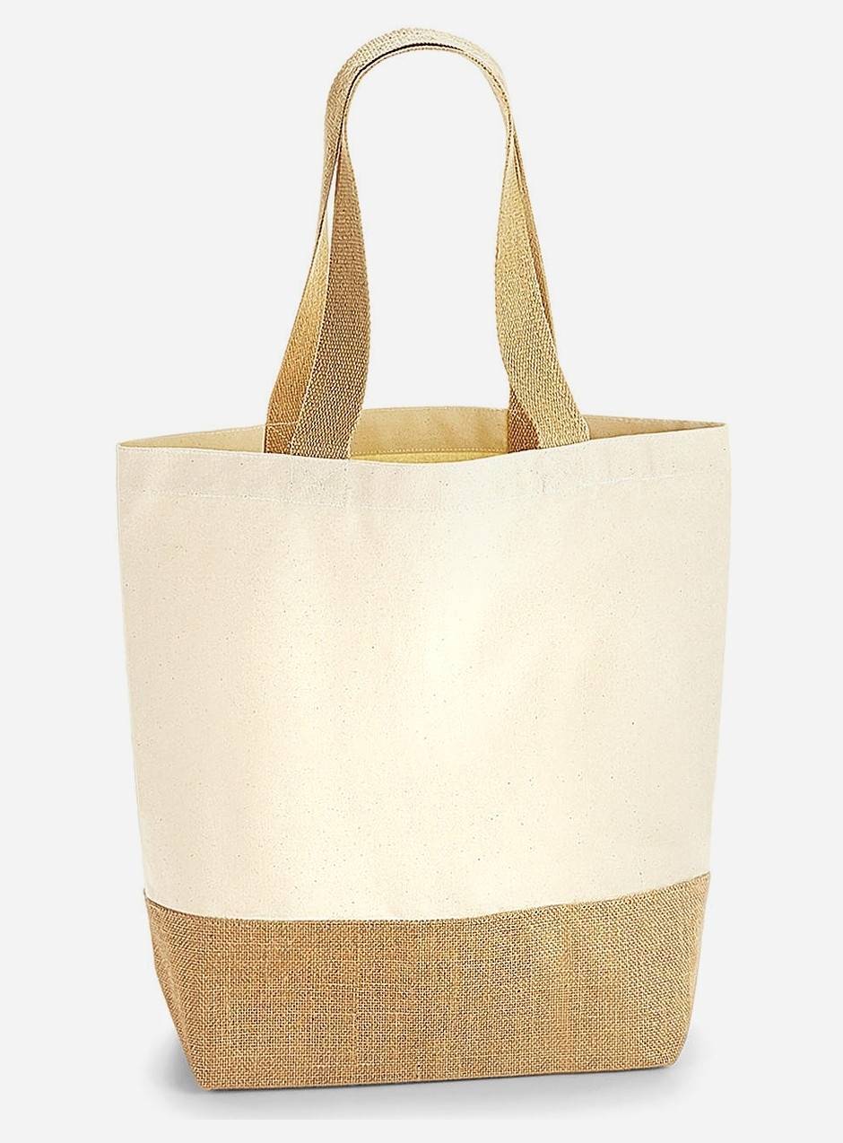 Torba na zakupy uszyta z juty i bawełny