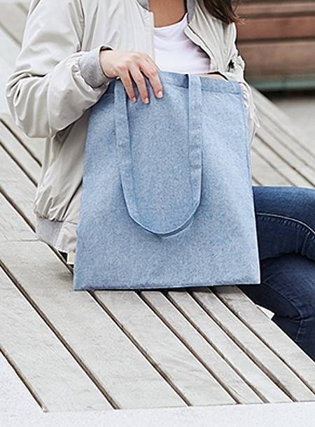 Torba na zakupy z długimi uchwytami z materiału pochodzącego z recyklingu