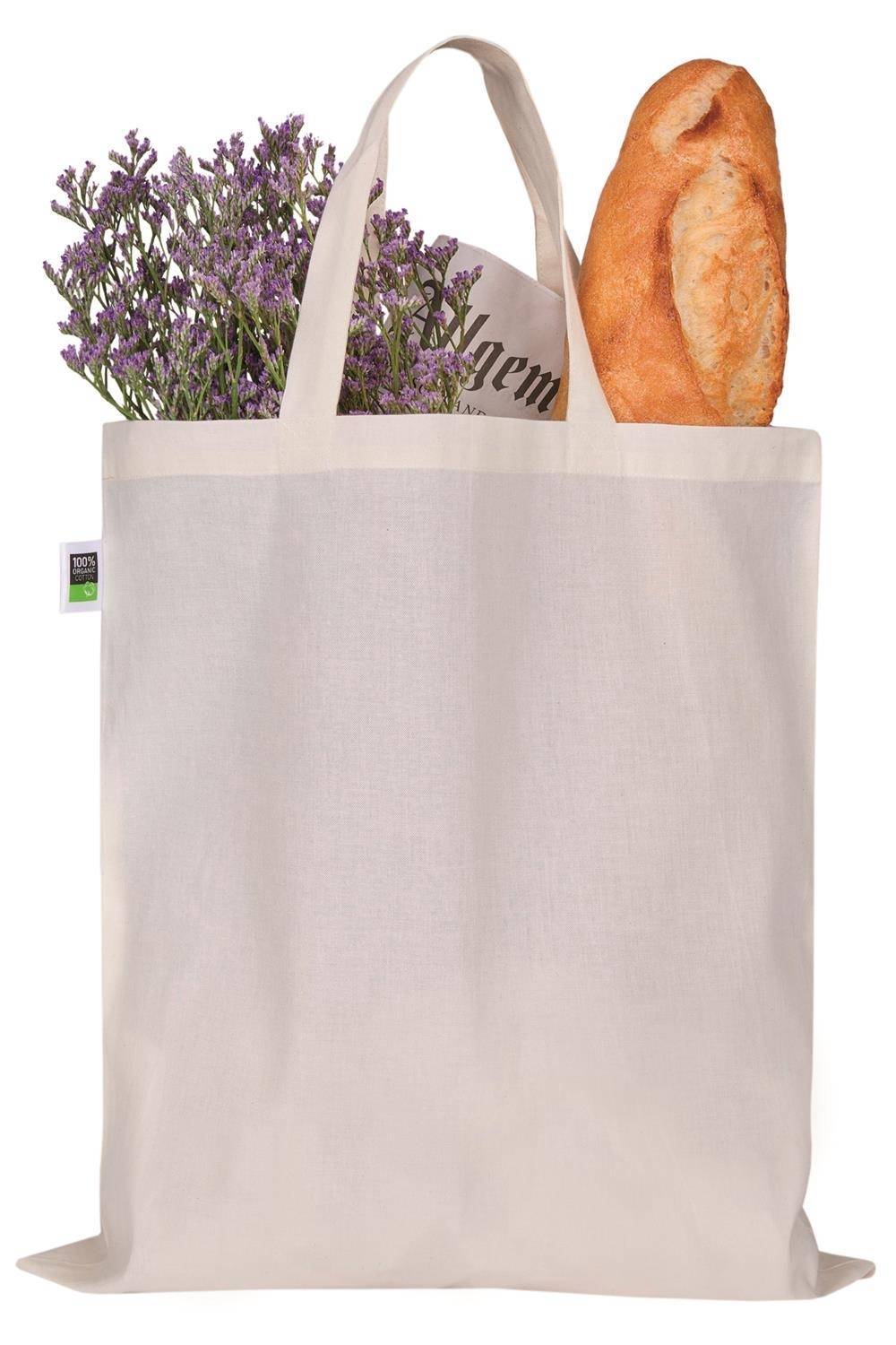 Torba na zakupy z krótkimi wytrzymałymi uchwytami